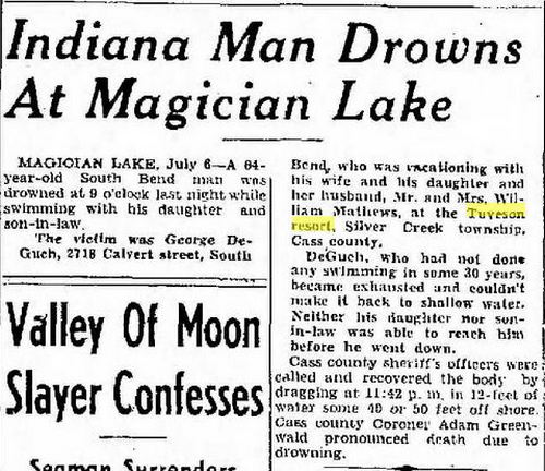Tuvesons Resort - Jul 6 1949 Drowning